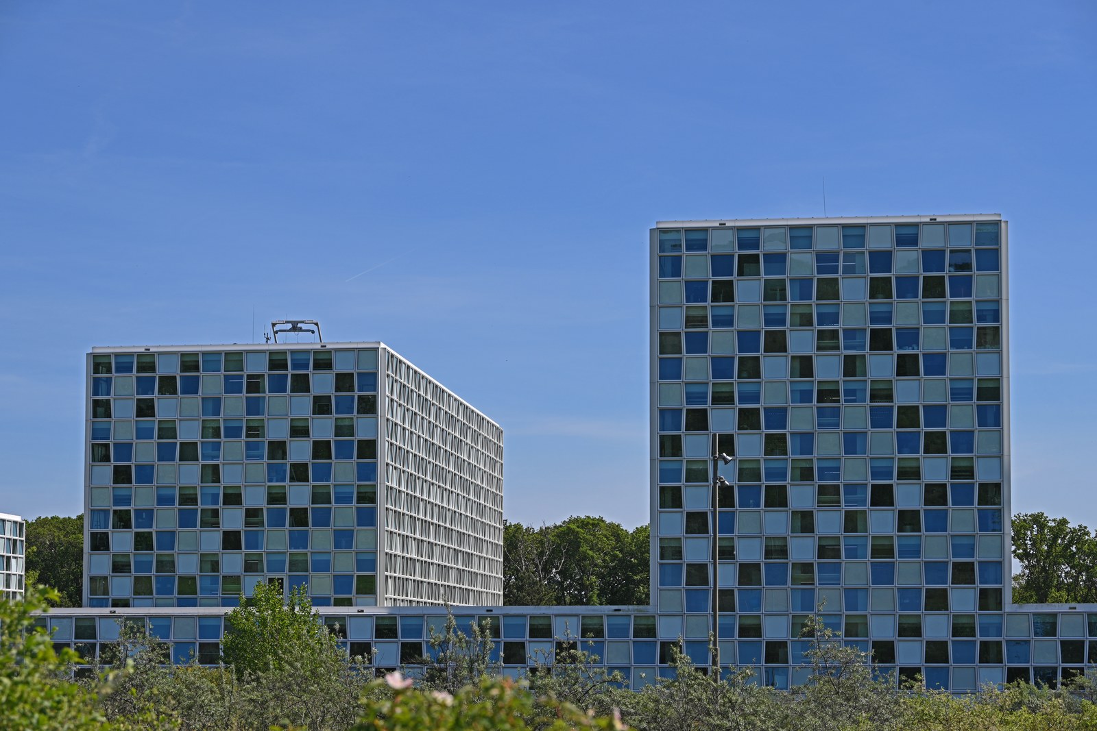 Den internasjonale straffedomstolens bygning i Haag sett fra Maurits Kiekpad 24. mai 2026